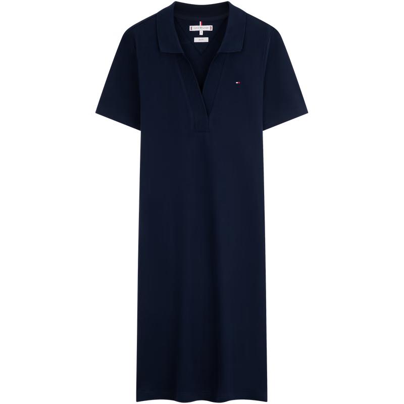 

Tommy Hilfiger Women s V-Neck Pique Polo Dress L