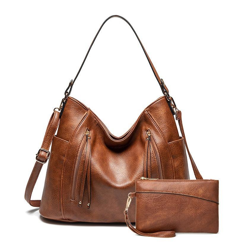 

RPET Women s Tote Bag RPET Recycled Leather Handbag Recycled PU Boston Bag Factory светло-коричневого