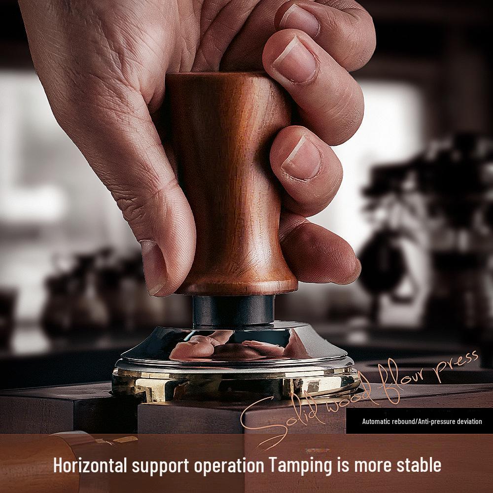 Constant Force Espresso Tamper with Solid Wood Handle & Stainless Steel