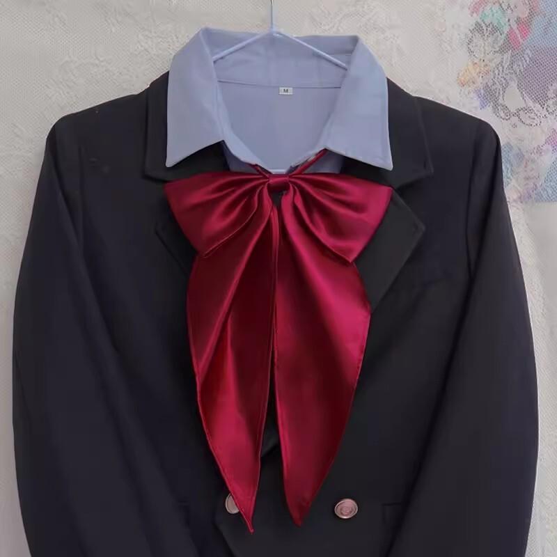 Preppy Chic Solid Color JK Uniform Bowties Women Red Butterfly Oversized Swallowtail Bowknot College Girls Collar Fashion Cravat вино красного