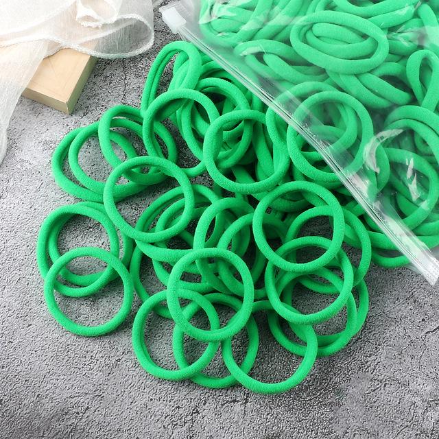50 Solid Color Elastic Hair Ties - 4cm Girl's Ponytail Rings, Hot Sale Hair Accessories