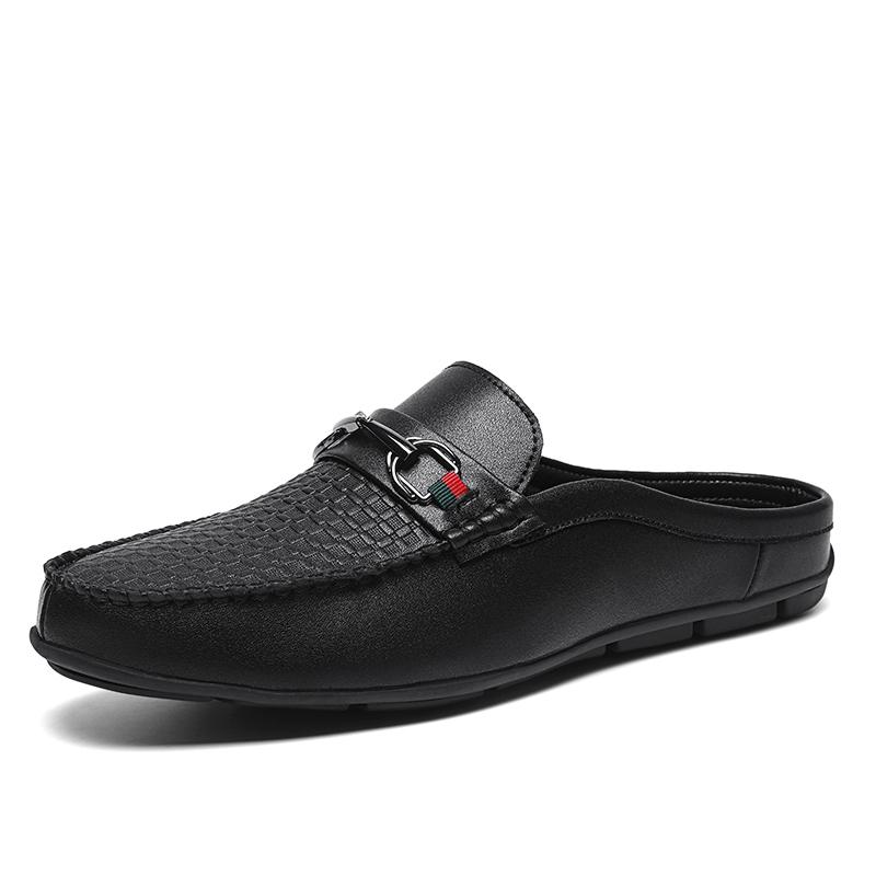 

Летняя мужская повседневная обувь, лоферы, модные тапочки из натуральной кожи для мужчин, роскошные брендовые удобные туфли для вождения, мокасины 44 чёрный