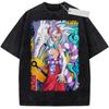 Vintage Washed Pink TShirt One Piece Anime Yamato White Wolf Print Oversize Streetwear Top Casual Daily Wear