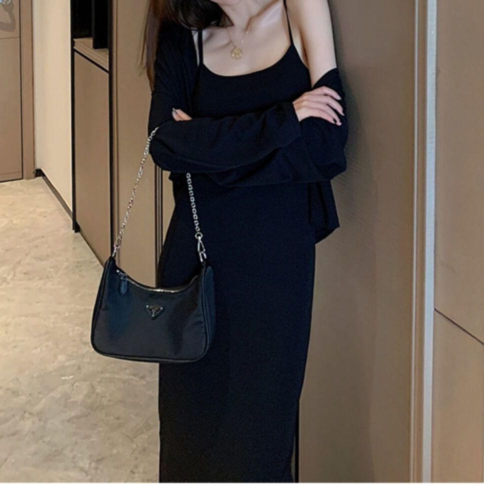 Elegant Long-Sleeved Autumn Two-Piece: Waist-Slimming, Figure-Flattering Dress