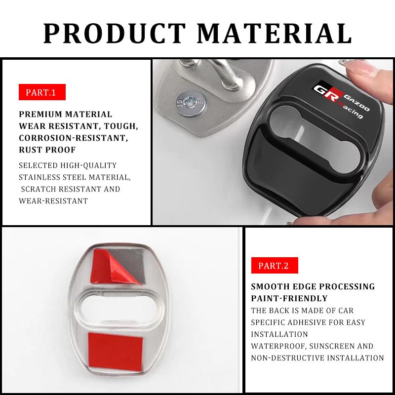 For Toyota 4Pcs Car Door Lock Covers Auto Decorative Accessories Supra Aygo Prado RAV4 Hilux Yaris Corolla 4Runner