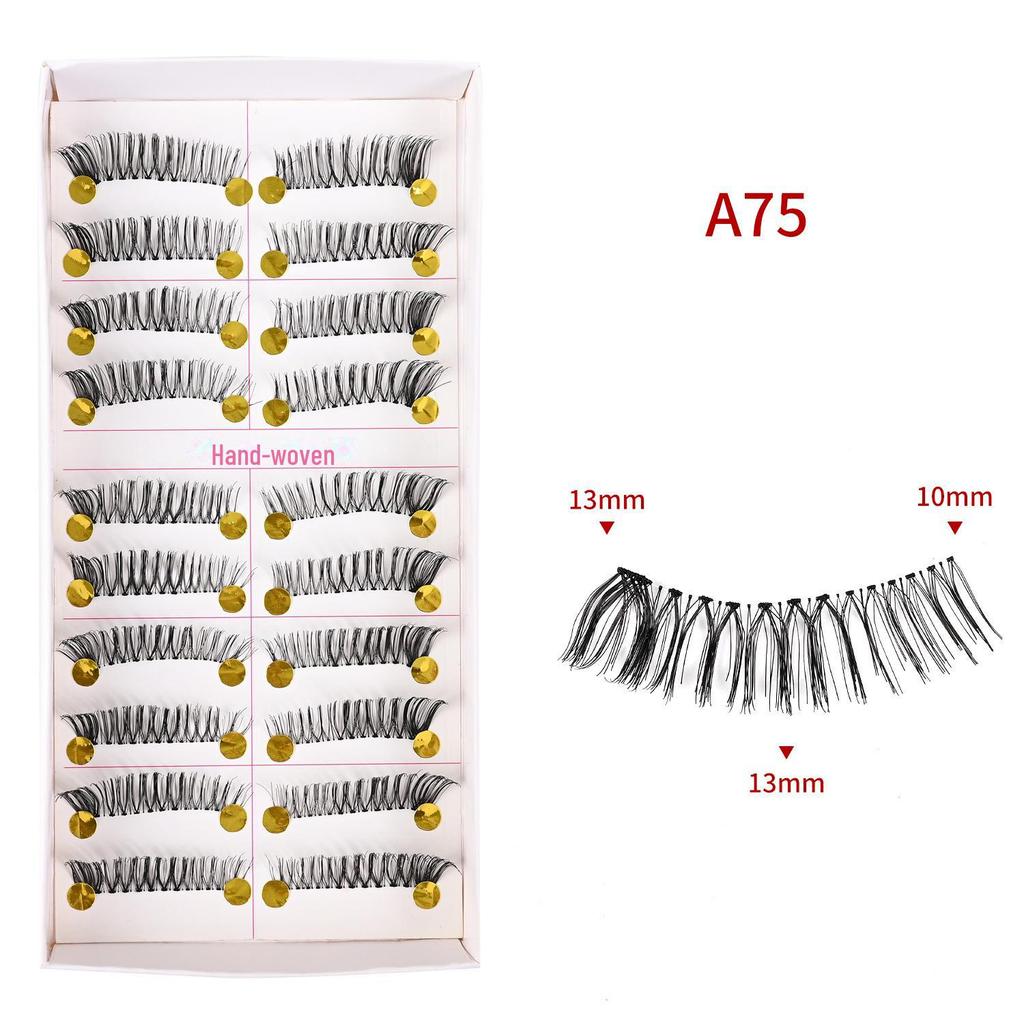 217 handgefertigte falsche Wimpern – 10 Paar im natürlichen Stil, gekreuzter Baumwollstiel für Bühnen-Make-up