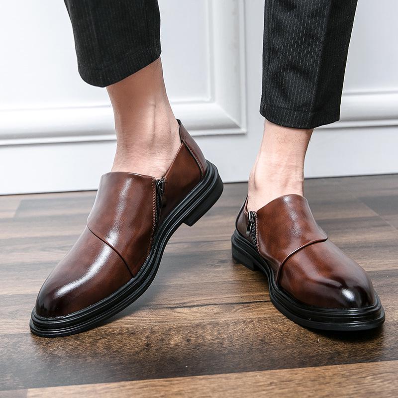 Plus Size Men's Autumn Leather Loafers - British Style Casual Slip-on Driving Shoes