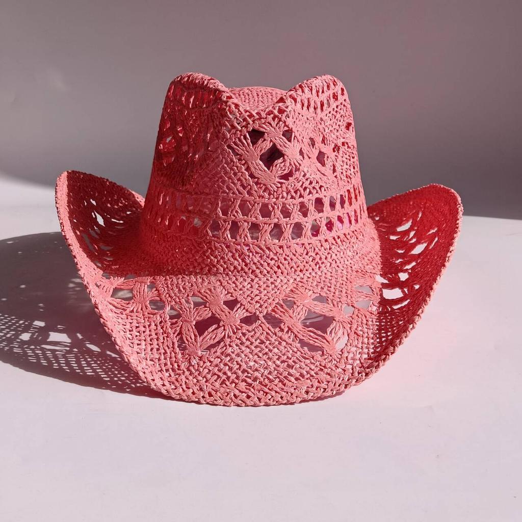 Letní Dámská Pánská Slaměná Dutá Západní Tvarovatelná Koncertní Kovbojská Klobouk Ven Široká Střecha Slunce sombreros de vaquero Klobouk gorro