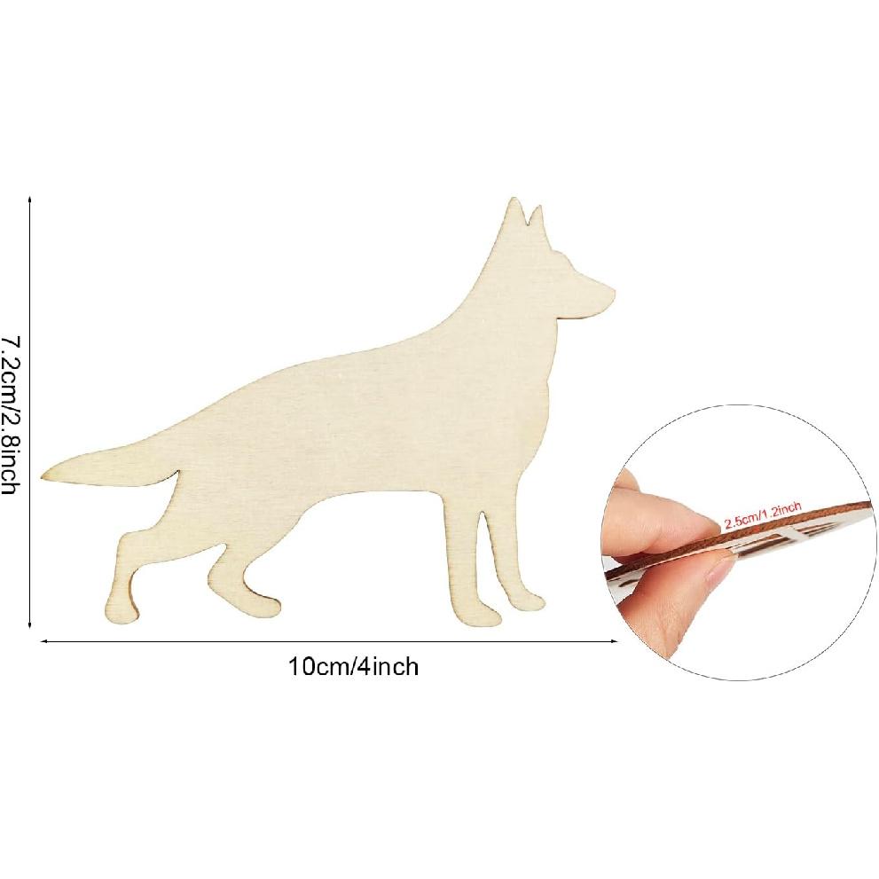 30 Pack 4 Inch Wood German Shepherd Cutouts Unfinished Wood German Shepherd Crafts Wooden German Shepherd Hanging Ornaments DIY German Shepherd Craft