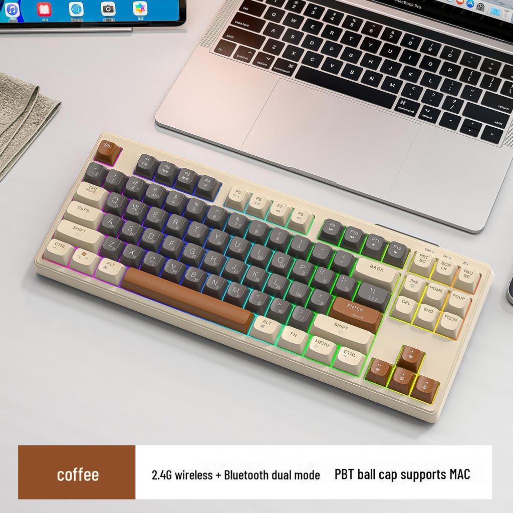 Free Wolf M87 Dual-Mode Silent Mechanical Russian Gaming Keyboard with Wireless Bluetooth