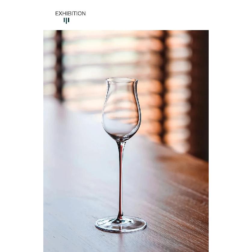 Handmade Crystal Flared Wine Glass Red Rod Sweet Whiskey Tasting Glass for Enhanced Aroma And Flavor Experience