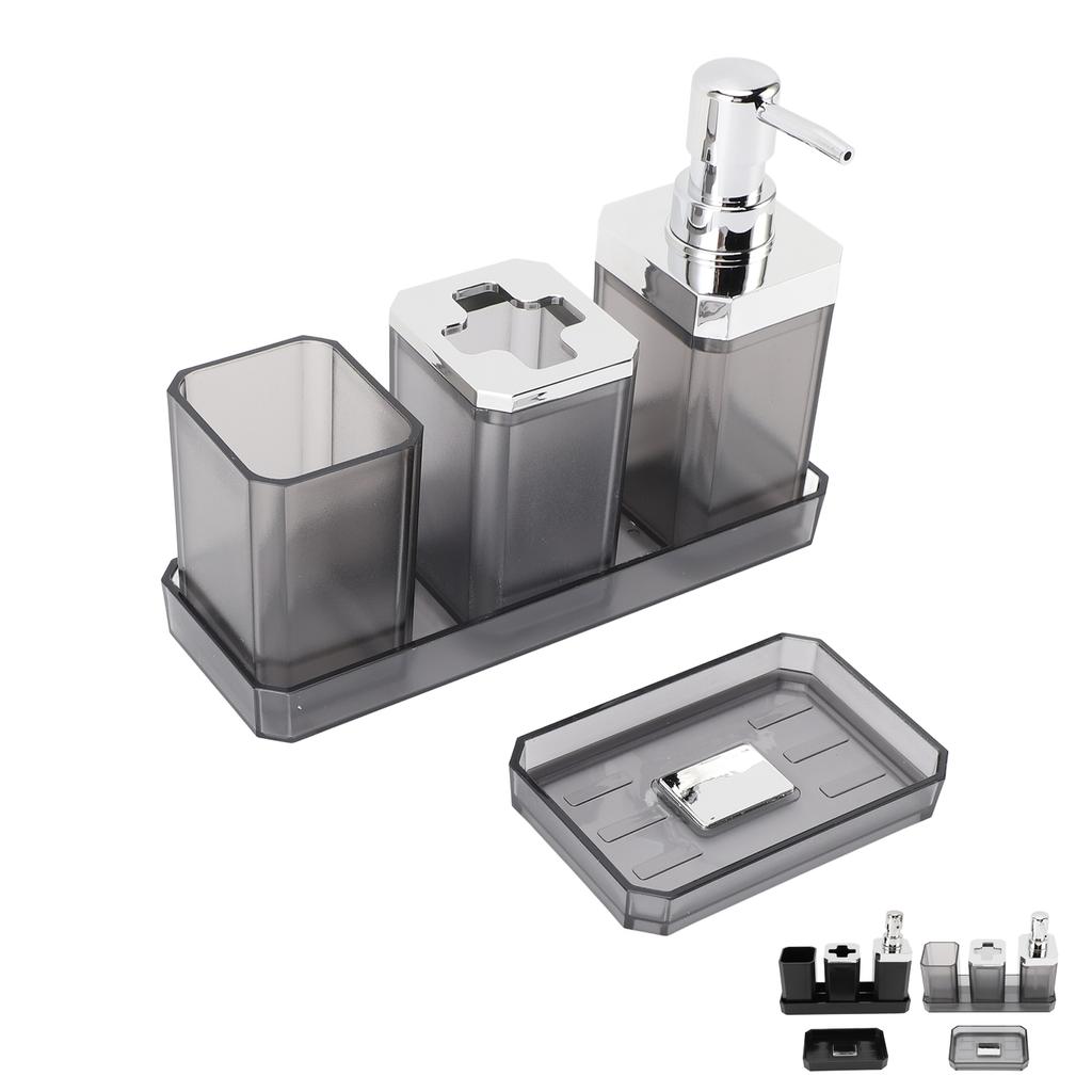 Badezimmer-Accessoires-Set Bad-Ensemble-Set mit Zahnbürstenhalter Becher Lotion-Flaschen Seifenschale Tablett