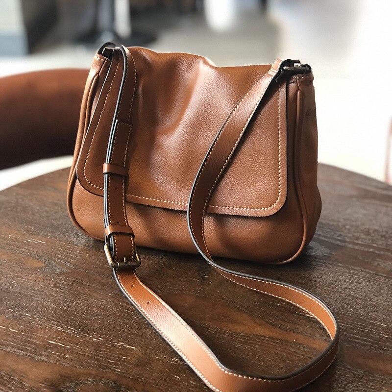 Jednoduchá dámská kabelka z pravé kůže Volný čas Univerzální přírodní pravá hovězí kůže Jednobarevné kabelky přes rameno a crossbody