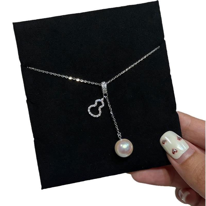 Light Luxury High-End Zircon Gourd Pearl Pendant Necklace Female Elegant Personality Fashion Versatile Neck Chain Sweater Chain