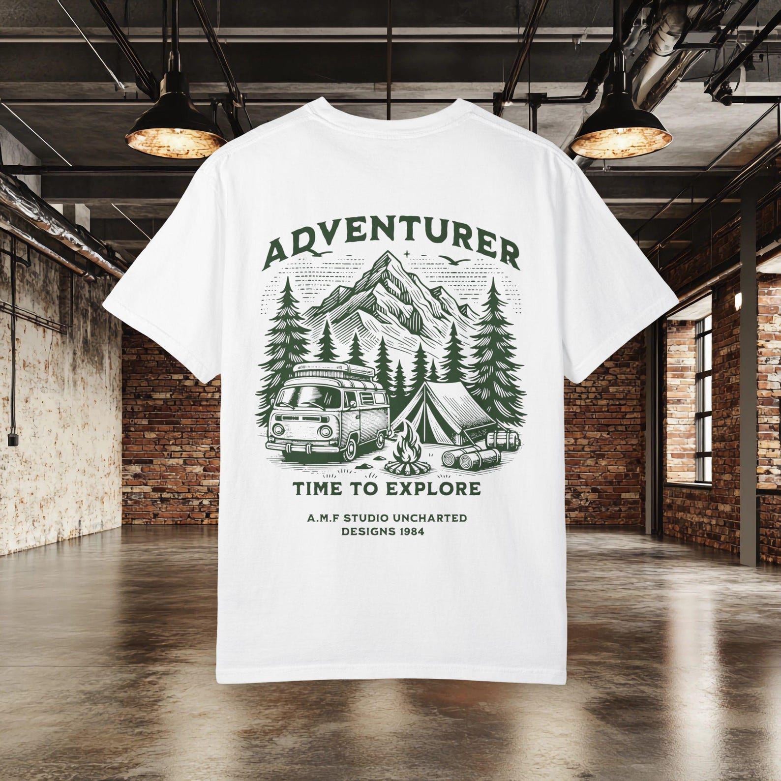 Adventurer Camping T shirt | Time To Explore | Van Life T shirt | Mountain Adventure | Hiking Camping Graphic Tee | Outdoor Travel Shirt XL