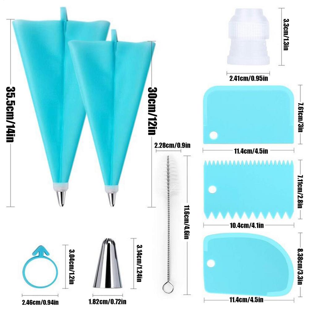 34pcs Cake Decorating Set Piping Bags and Tips Set Pastry Bag and Stainless Steel Cake Nozzle cleaning brush cake decorating tip