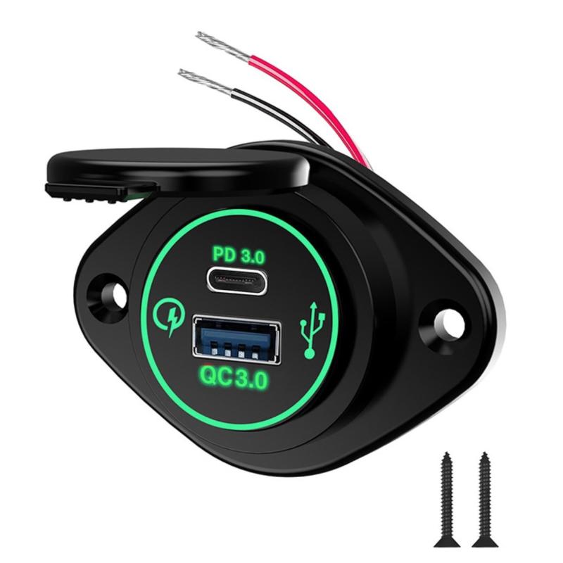 

Modified Multifunctional Car Phone Charger Waterproof Car Rv Yacht Qc Pd Dual Qc3.0 Usb Fast Charging зелёный