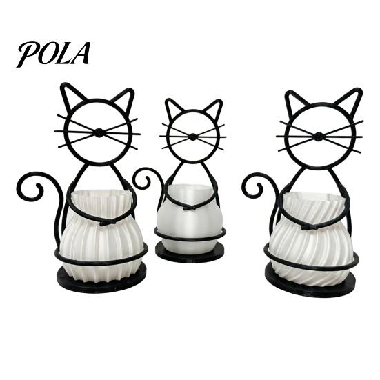 Textured Flower Pots Cat Pot Holder, Multifunctional Desktop Vase Pen Organizer for PLA Small Plants, Minimalist Stand with Pots, Home Decor