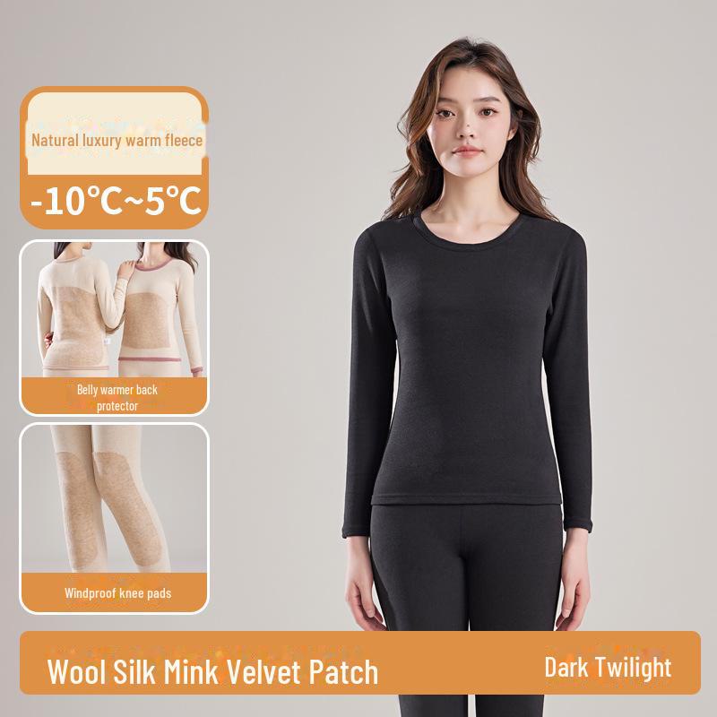 

Женский комплект нижнего белья из норкового бархата с антибактериальным эффектом - теплый костюм на осень/зиму M