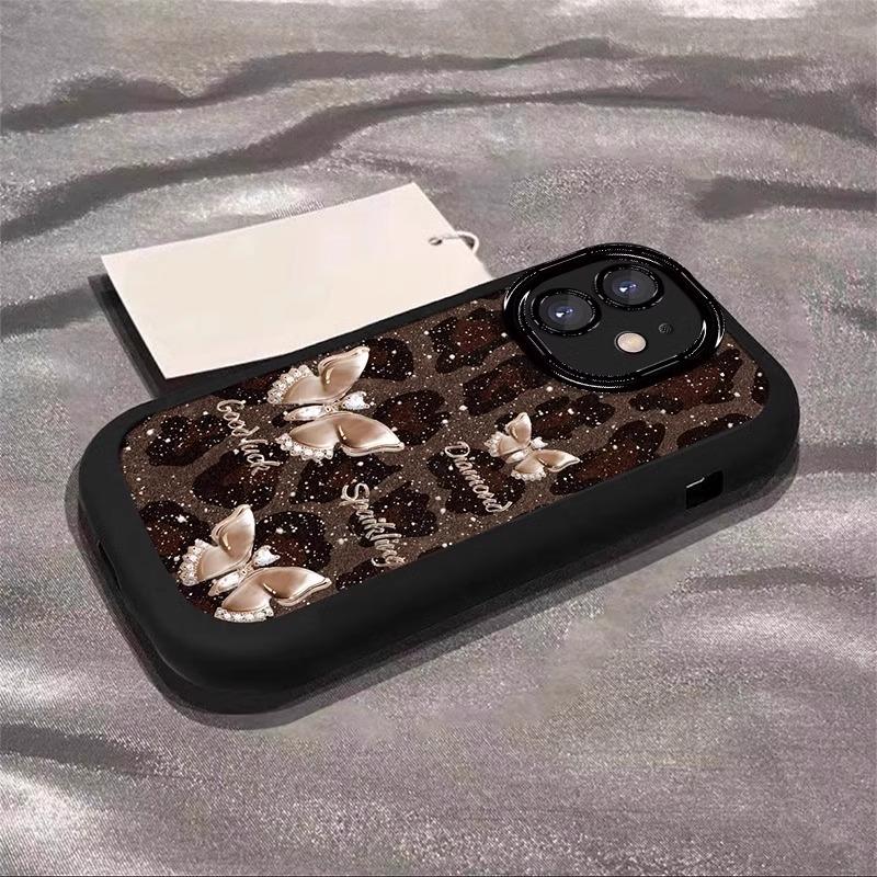 

Чохол для телефону Leopard Butterfly для IPhone 16 для IPhone15Plus для IPhone 14 Захисний чохол Жіночий 13 Мультяшний For Apple 6