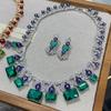 Jewelry Geometric Square Stud Earrings Necklace Jewelry Set High Sense Jewelry Iris Zircon Earrings