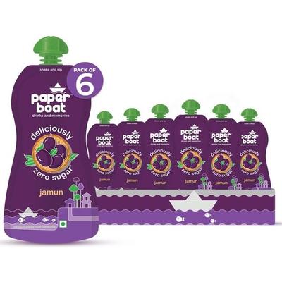 Paper Boat Jamun, Fruit Juice, Zero Sugar Low-Calorie Drink, No Added Preservatives and Colours (Pack of 6, 200ml Each)
