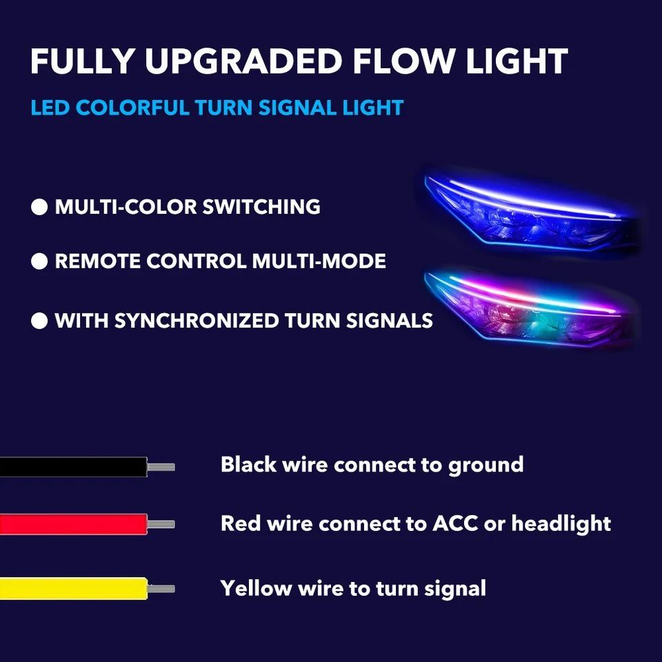 2Pcs Car LED Headlight Strips Super Bright Flexible Waterproof Easy Installation LED Daytime Running Light Strips With App Control Auto Accessories