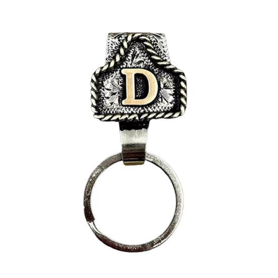 Western Cowboy Letter Keychain Vintage Initial A-Z Key Clip Metal Key Chain Belt Keyring Denim Style Accessory