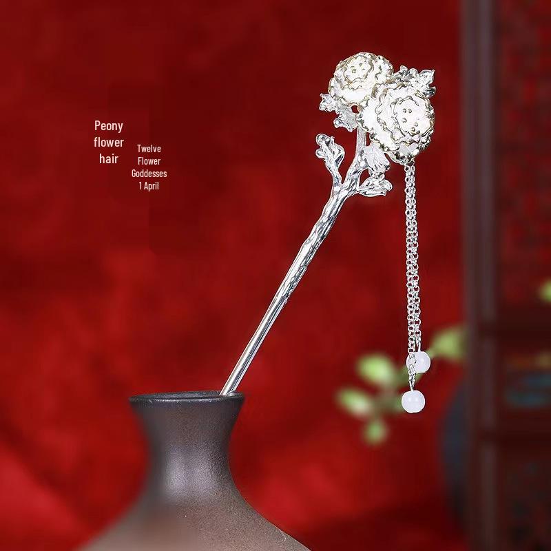 Twelve Flower Goddess Hanfu Hairpin - Chinese Style Updo Valentine's Gift for Her