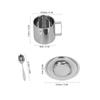 Insulated Coffee Cup with Saucer Spoon Set Stainless Steel Double Walled Mugs Milk Tea Cup for Kitchens Hotels Coffee Shops