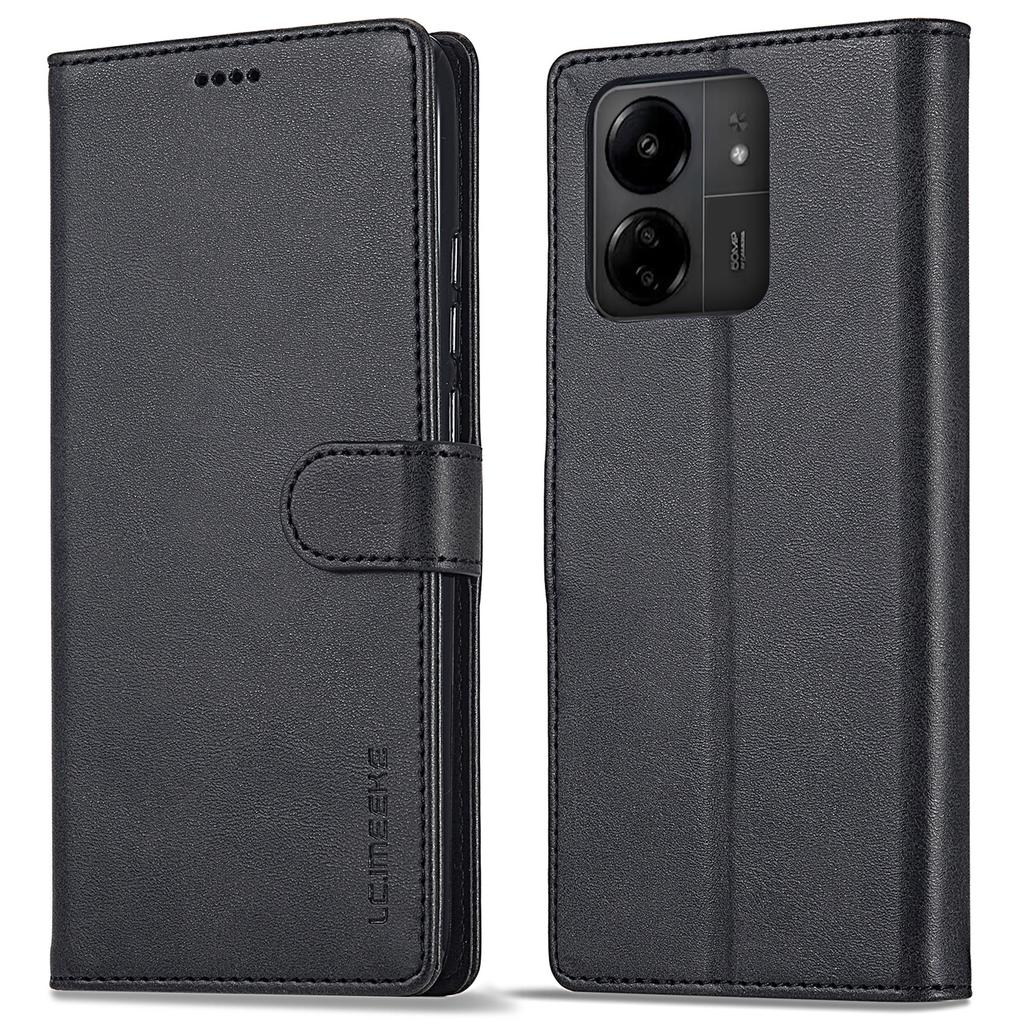 LC.IMEEKE For Xiaomi Redmi 13C 4G/5G/13R 5G/Poco M6 5G/Poco C65 4G Magnetic Phone Case Calf Texture Leather Wallet Cover