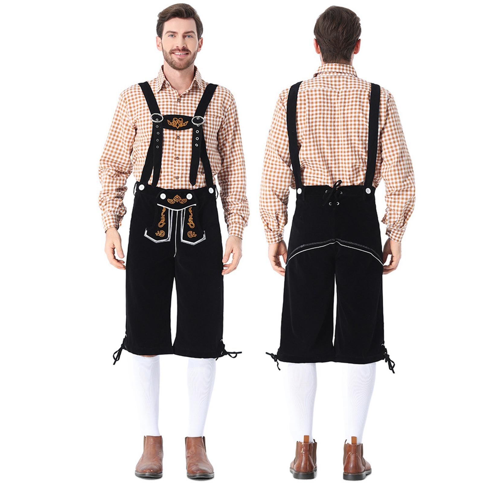 Men s German Bavarian Oktoberfest Suspenders Overalls Traditional Costume M
