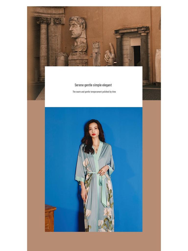 Yao Ting Women's Plus Size Satin Chiffon Pajamas - Summer Ice Silk Luxury Sleepwear & Bathrobe Set