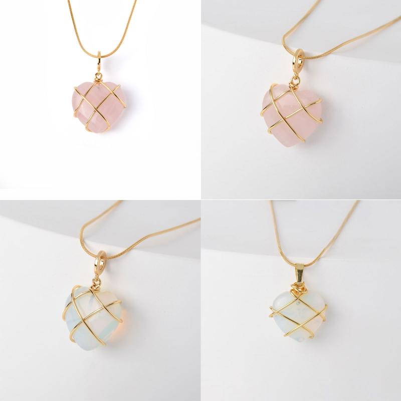 2 Pcs Diamond Castle Necklaces Fashion Birth Stone Heart Necklace Heart-shaped Crystal Pendant Jewelry for Teenage Girls