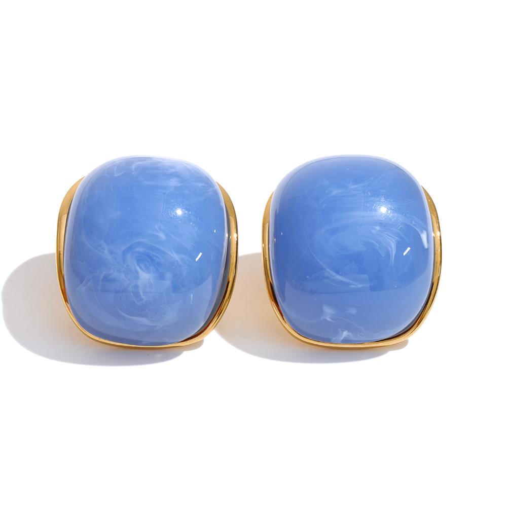 Yhpup 10 Color Acrylic Resin Y2K Earrings for Women Gold Color Stainless Steel Spring Summer Candy Sweet Jewelry