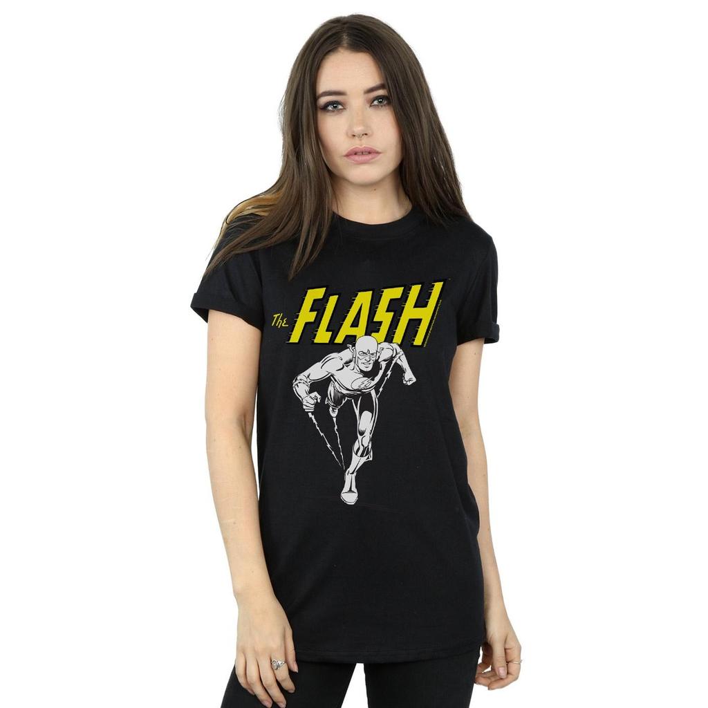 DC Comics Womens/Ladies The Flash Mono Action Pose Cotton Boyfriend T-Shirt