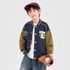 Boys' American Style Colorblock Bear Baseball Jacket