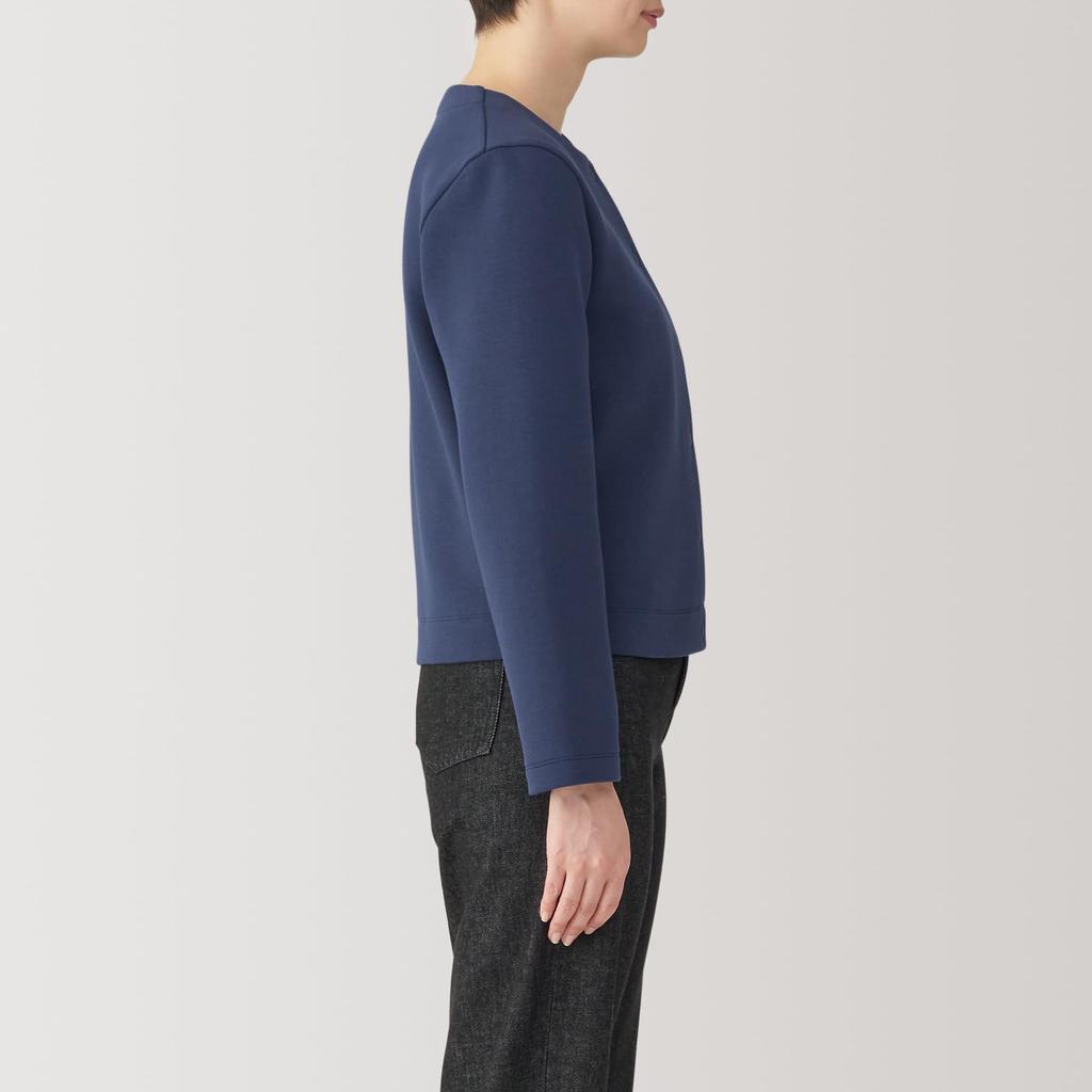 MUJI Double Knit Sweat Size BB2R1A4A Women's Cardigan, Navy, XS,