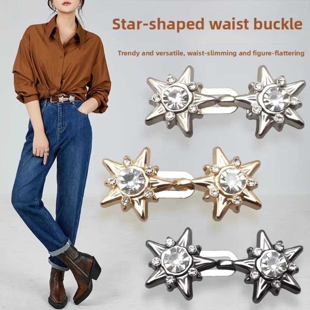 Five Pointed Star Jeans Buttons Adjustable Butterfly Pants Pins Waist Tightening Tool Fixed Brooches Dress Decoration