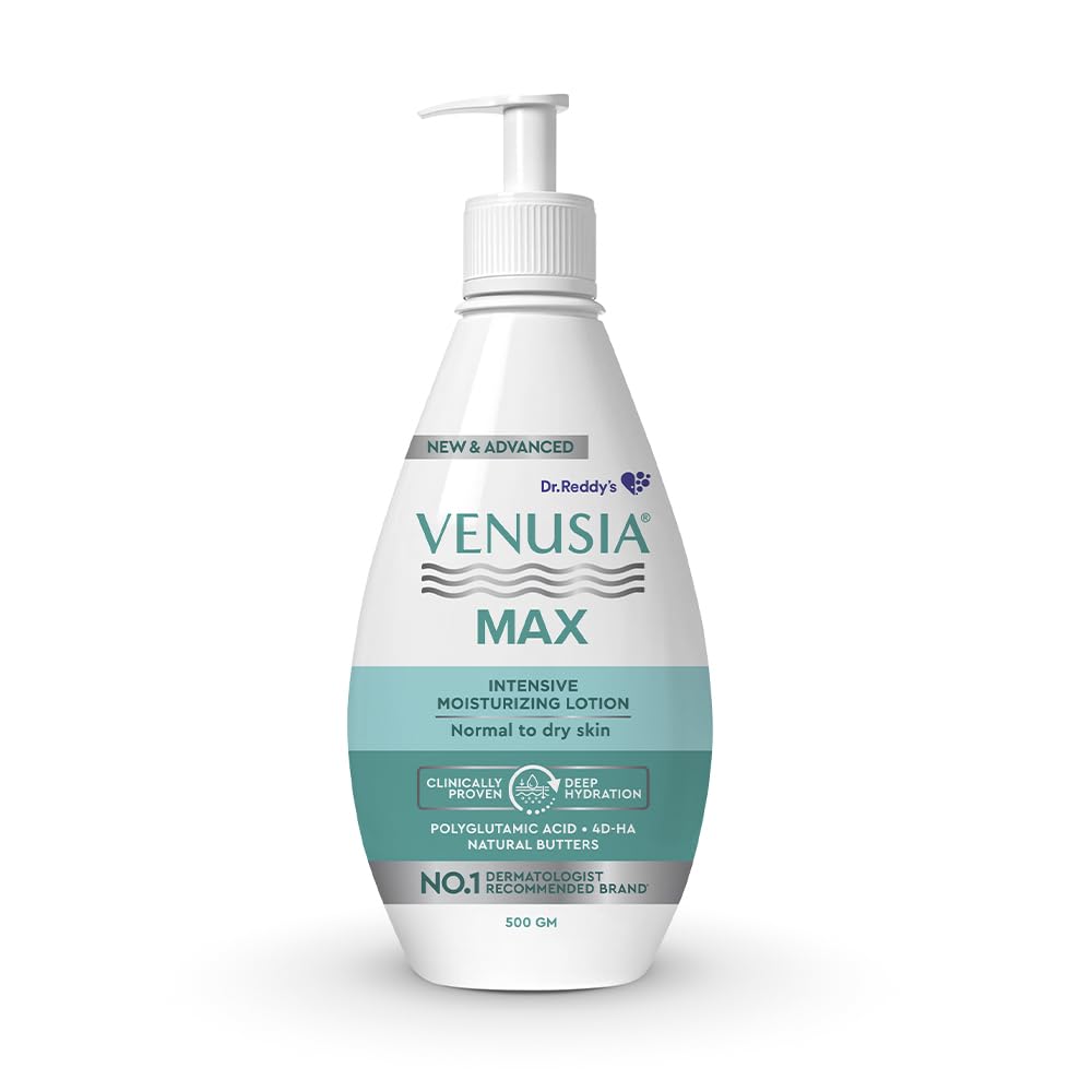 Dr. Reddy s Venusia Max Intensive Moisturizing Lotion | Enriched with 4D Hyaluronic Acid & Polyglutamic Acid | Clinically Proven Deep Penetration for