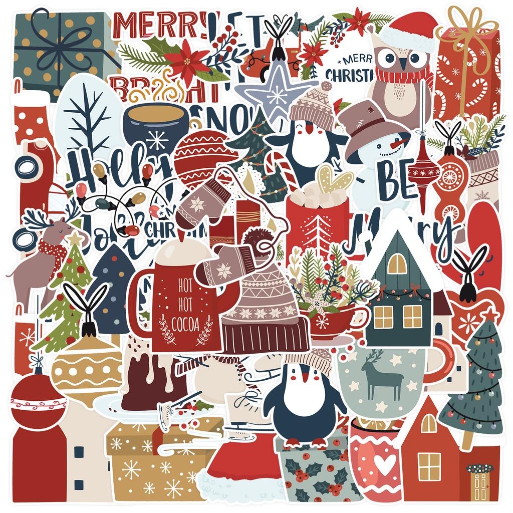 

50pcs Christmas Stickers, Waterproof, Self Adhesive, for Water Bottles, Ipad, Skateboard, Luggage, Phone