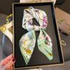 Silky Scarf Smooth Silk-Like Texture Neck Gaiter Floral Geometric Print Neckerchief Versatile Professional Accessory