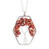 Hand-Wound Natural Gravel Crystal Hexagonal Loose Root Tree Of Life Fortune Tree Necklace Women'S Necklace N18