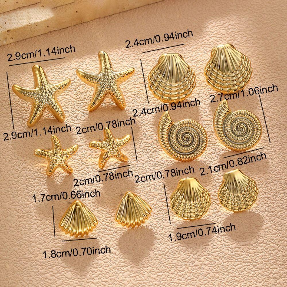 Starfish Shell Fashion Earring Set Ocean Inspired Stud Earrings Charm Earring Set Women Daily Wear
