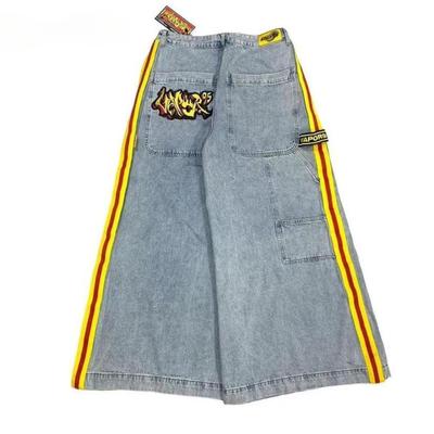 ZYLLO Nouveau Jean Décontracté Ample Lavé Harajuku Y2K Street Hip-hop Pantalon Jambe Large pour Hommes et Femmes