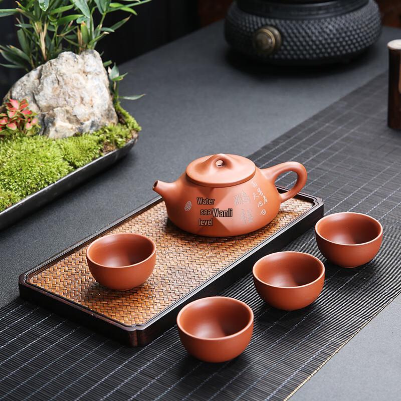 GOWKE Purple Clay Travel Tea Set (1 Pot, 4 Cups)