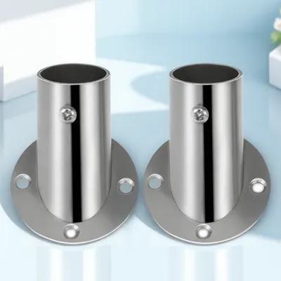 2Pcs Stainless Steel Closet Rod Socket Flange Bracket Holder Support Angled Wardrobe Bathroom Kitchen Rod Hanging other