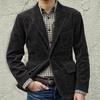 Long Sleeve Flap Pockets Single Breasted Men Jacket Autumn Winter Corduroy Lapel Office Suit Jacket