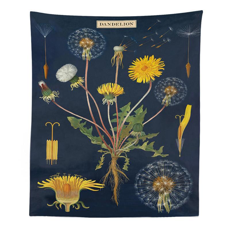 Botanická květinová tapiserie, nástěnná závěsná květina, saguaro, hippie tapiserie, boho tapiserie, nástěnný koberec, psychedelická bytová dekorace