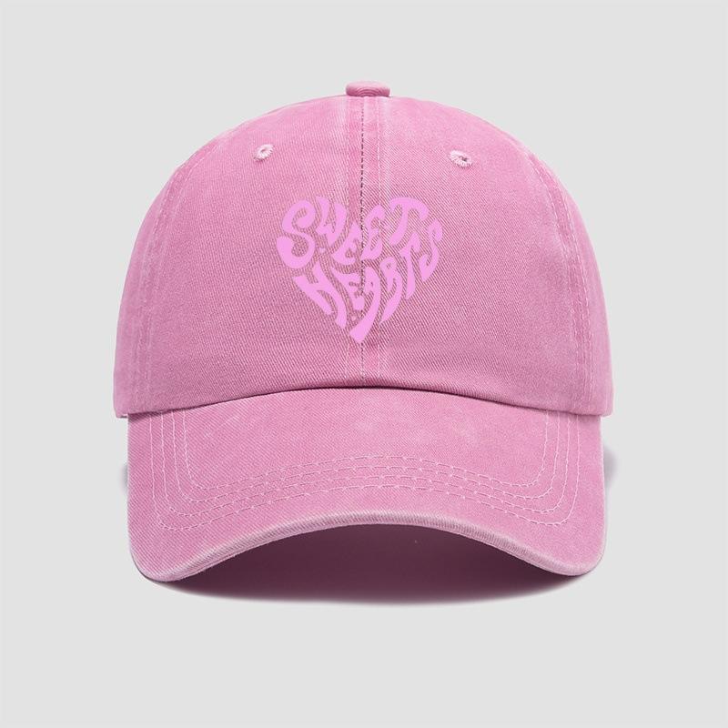 

Solid color Heart-print baseball cap, versatile for everyday wear, a sweet girl s hat, and perfect for outdoor sun protection Adjustable& 8Y розовый